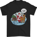 Rude Santa & Rudolf Christmas Funny Xmas Mens T-Shirt 100% Cotton Black