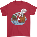 Rude Santa & Rudolf Christmas Funny Xmas Mens T-Shirt 100% Cotton Red
