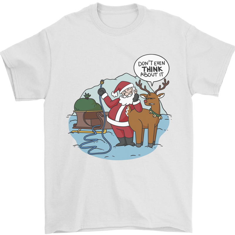 Rude Santa & Rudolf Christmas Funny Xmas Mens T-Shirt 100% Cotton White