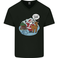 Rude Santa & Rudolf Christmas Funny Xmas Mens V-Neck Cotton T-Shirt Black