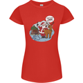 Rude Santa & Rudolf Christmas Funny Xmas Womens Petite Cut T-Shirt Red