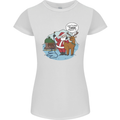 Rude Santa & Rudolf Christmas Funny Xmas Womens Petite Cut T-Shirt White