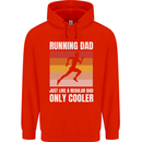 Running Dad Cross Country Marathon Runner Childrens Kids Hoodie Bright Red