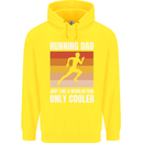 Running Dad Cross Country Marathon Runner Childrens Kids Hoodie Yellow