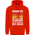Running Dad Cross Country Marathon Runner Mens 80% Cotton Hoodie Bright Red