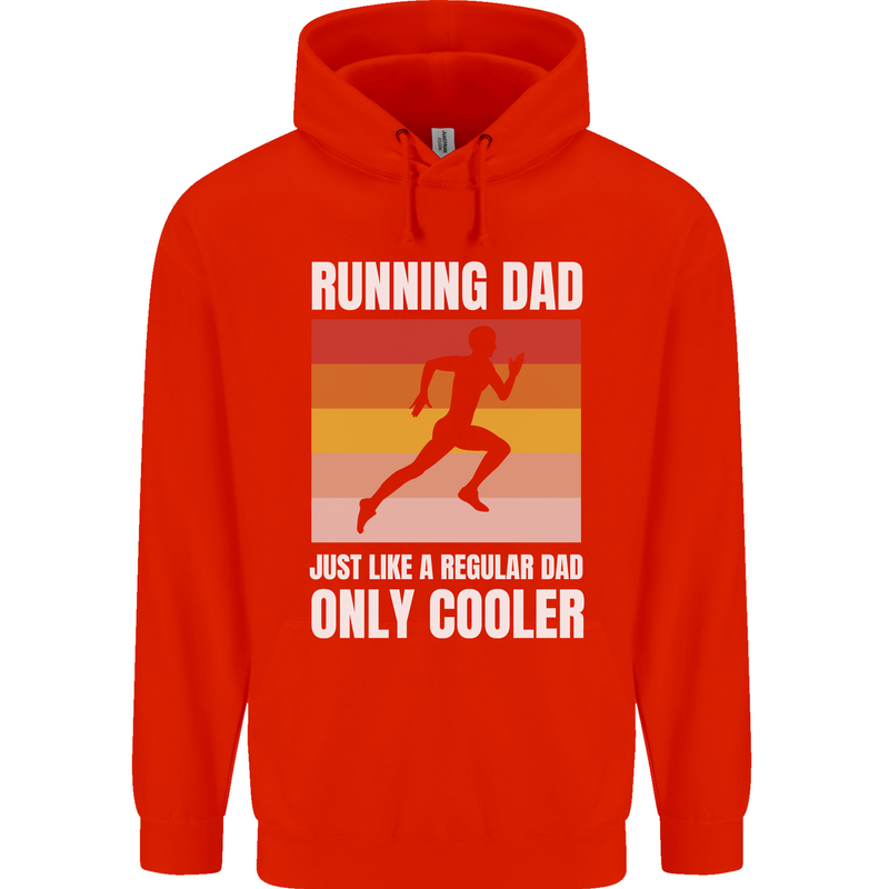 Running Dad Cross Country Marathon Runner Mens 80% Cotton Hoodie Bright Red