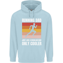 Running Dad Cross Country Marathon Runner Mens 80% Cotton Hoodie Light Blue
