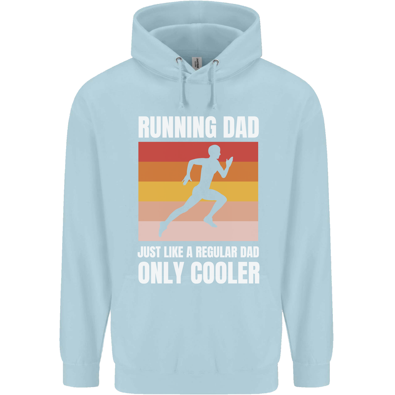 Running Dad Cross Country Marathon Runner Mens 80% Cotton Hoodie Light Blue