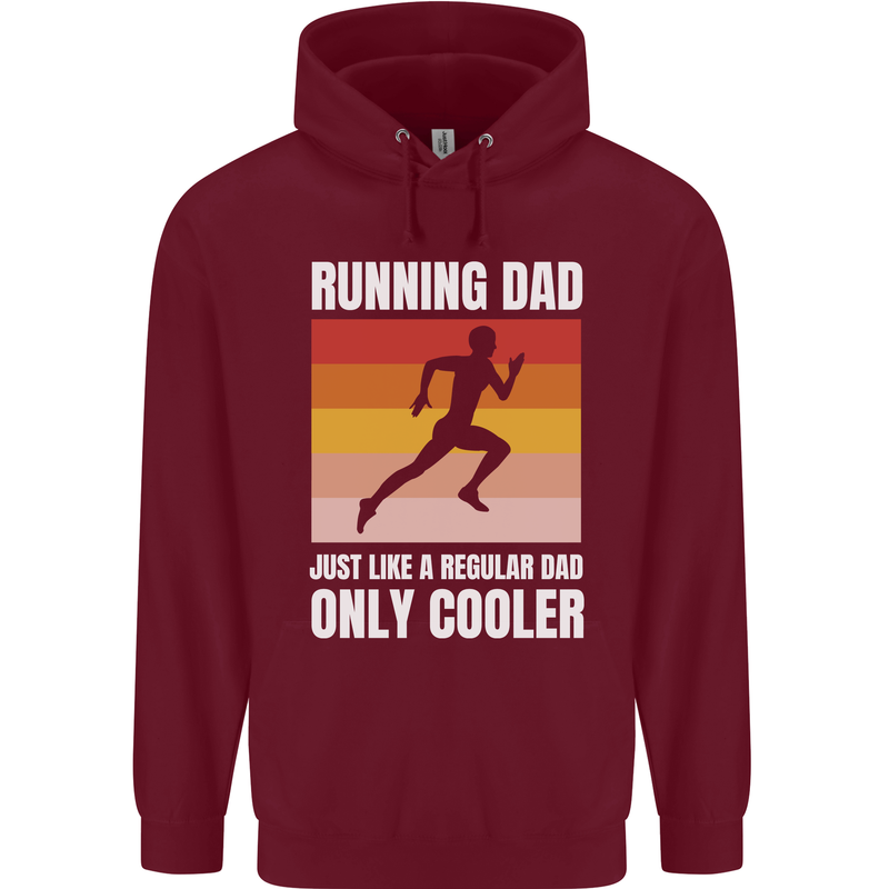 Running Dad Cross Country Marathon Runner Mens 80% Cotton Hoodie Maroon