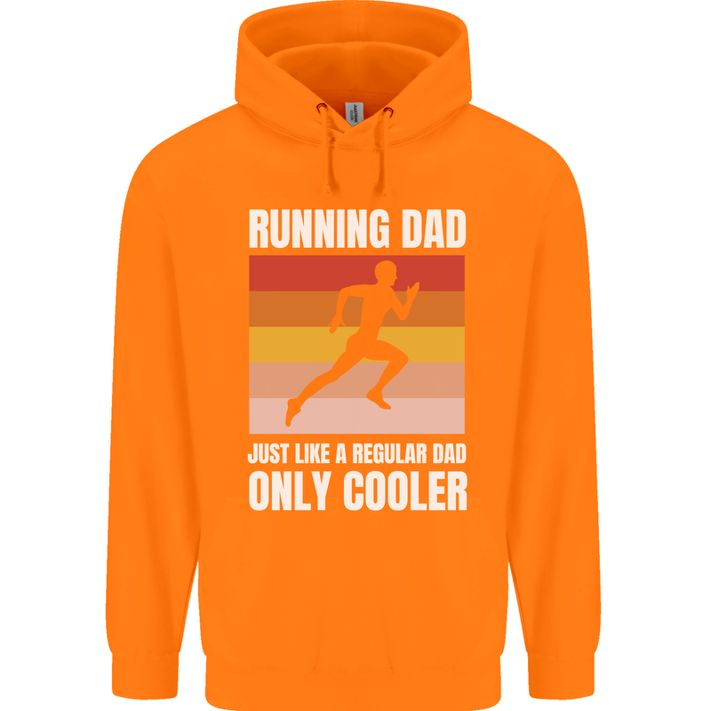 Running Dad Cross Country Marathon Runner Mens 80% Cotton Hoodie Orange