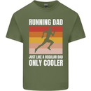 Running Dad Cross Country Marathon Runner Mens Cotton T-Shirt Tee Top Military Green