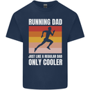 Running Dad Cross Country Marathon Runner Mens Cotton T-Shirt Tee Top Navy Blue