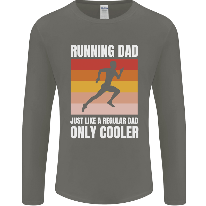 Running Dad Cross Country Marathon Runner Mens Long Sleeve T-Shirt Charcoal