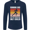 Running Dad Cross Country Marathon Runner Mens Long Sleeve T-Shirt Navy Blue