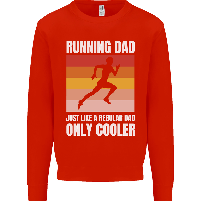 Running Dad Cross Country Marathon Runner Mens Sweatshirt Jumper Bright Red