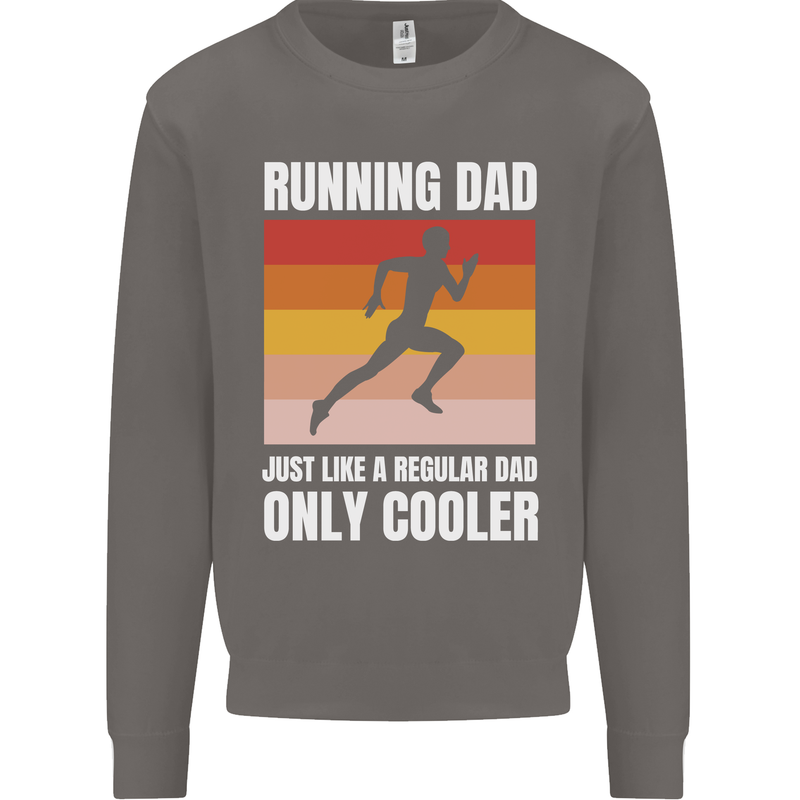 Running Dad Cross Country Marathon Runner Mens Sweatshirt Jumper Charcoal