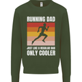 Running Dad Cross Country Marathon Runner Mens Sweatshirt Jumper Forest Green