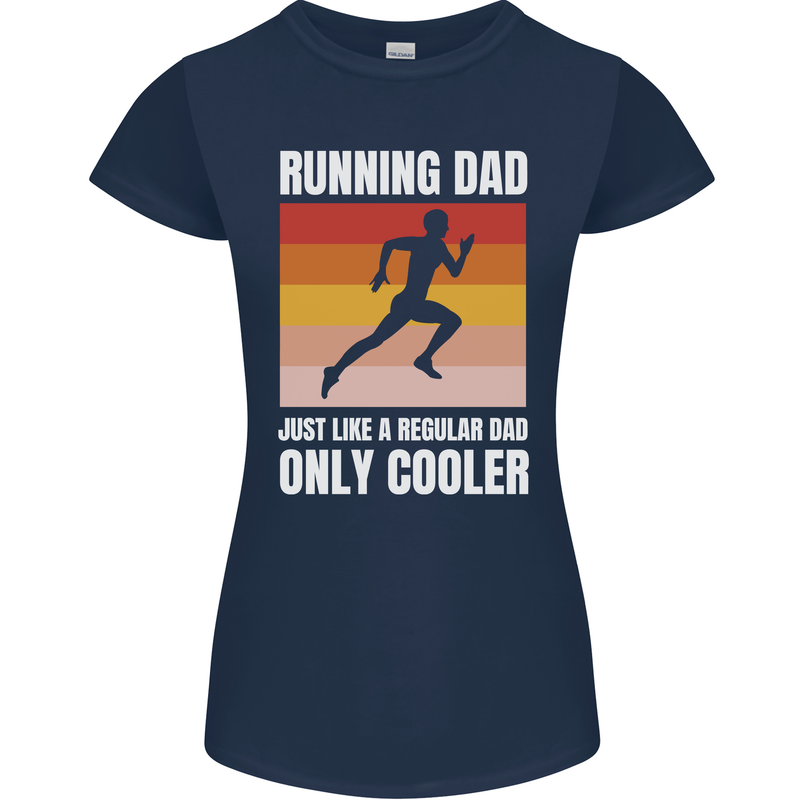 Running Dad Cross Country Marathon Runner Womens Petite Cut T-Shirt Navy Blue