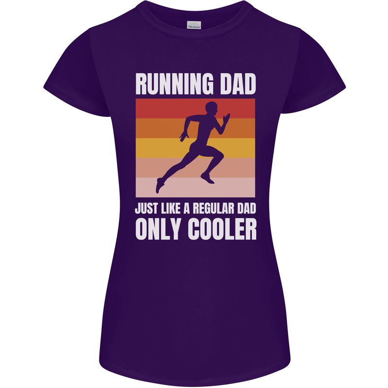 Running Dad Cross Country Marathon Runner Womens Petite Cut T-Shirt Purple