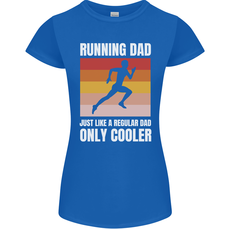 Running Dad Cross Country Marathon Runner Womens Petite Cut T-Shirt Royal Blue