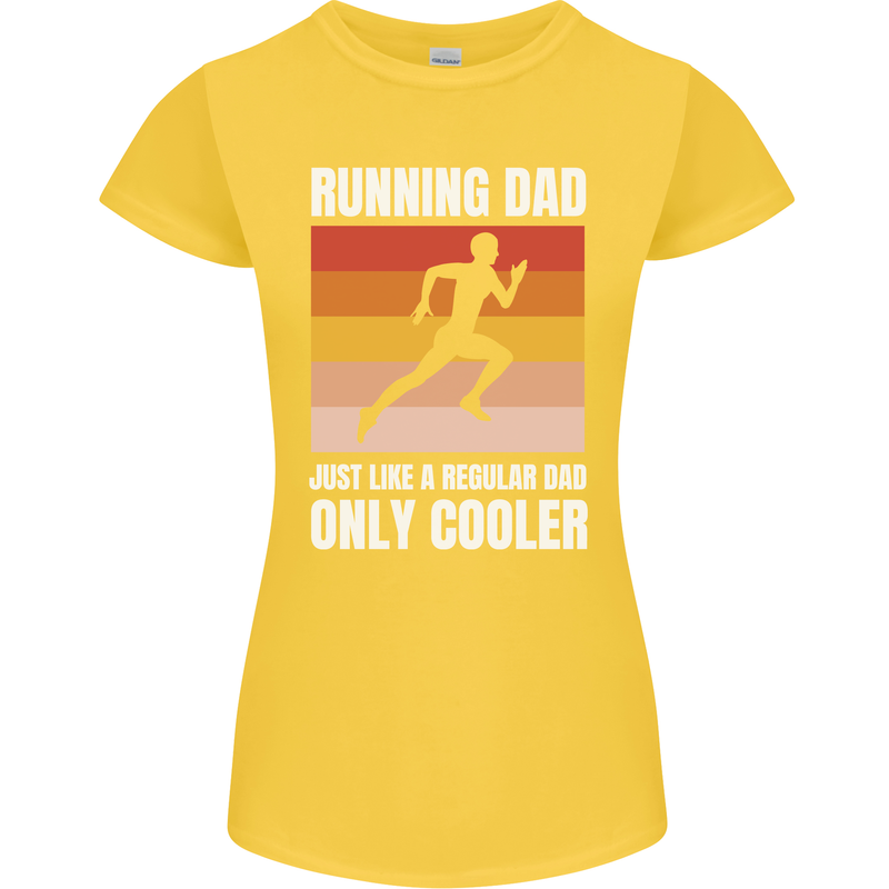 Running Dad Cross Country Marathon Runner Womens Petite Cut T-Shirt Yellow