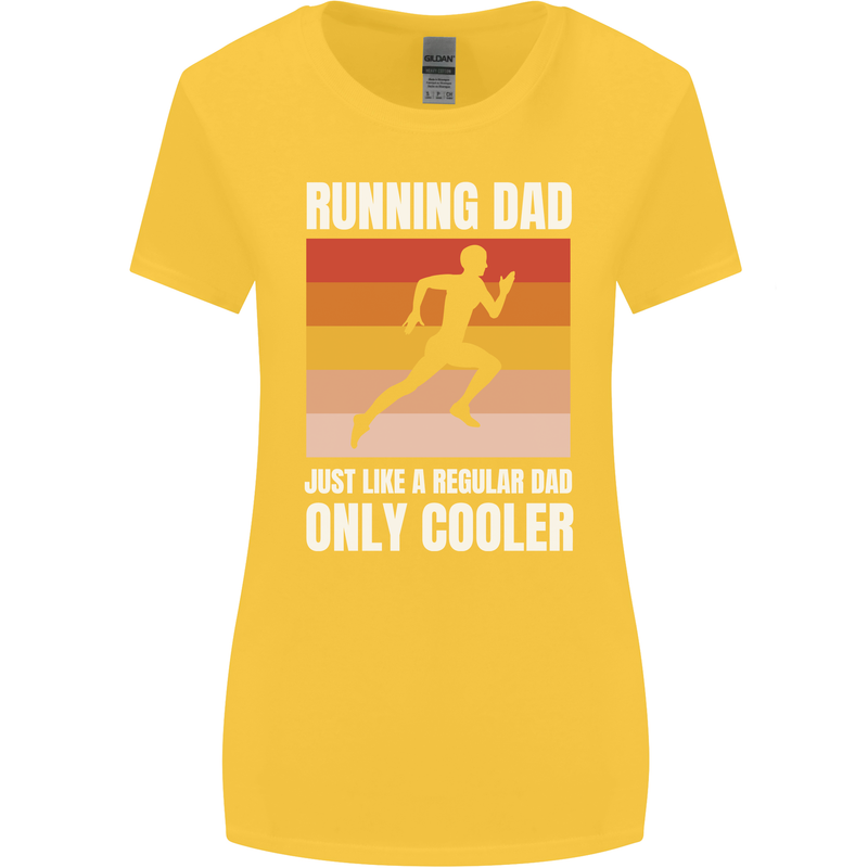 Running Dad Cross Country Marathon Runner Womens Wider Cut T-Shirt Yellow