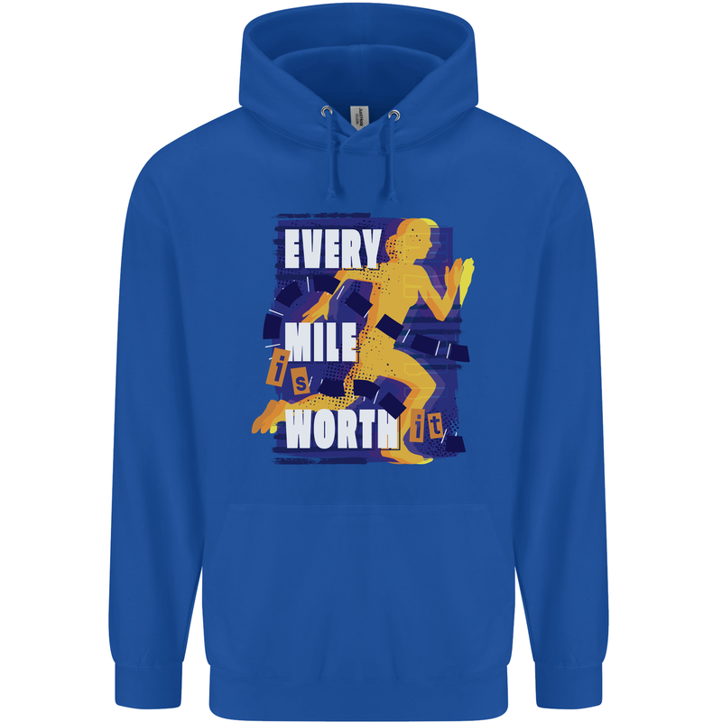 Running Every Mile Cross Country Marathon Runner Childrens Kids Hoodie Royal Blue
