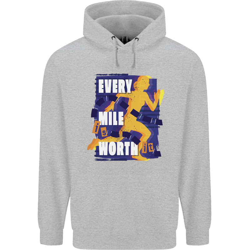 Running Every Mile Cross Country Marathon Runner Childrens Kids Hoodie Sports Grey