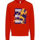 Running Every Mile Cross Country Marathon Runner Kids Sweatshirt Jumper Bright Red