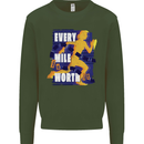 Running Every Mile Cross Country Marathon Runner Kids Sweatshirt Jumper Forest Green