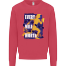 Running Every Mile Cross Country Marathon Runner Kids Sweatshirt Jumper Heliconia