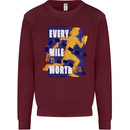 Running Every Mile Cross Country Marathon Runner Kids Sweatshirt Jumper Maroon