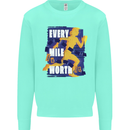 Running Every Mile Cross Country Marathon Runner Kids Sweatshirt Jumper Peppermint