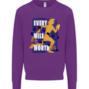 Running Every Mile Cross Country Marathon Runner Kids Sweatshirt Jumper Purple
