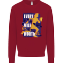 Running Every Mile Cross Country Marathon Runner Kids Sweatshirt Jumper Red