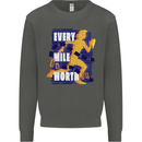 Running Every Mile Cross Country Marathon Runner Kids Sweatshirt Jumper Storm Grey
