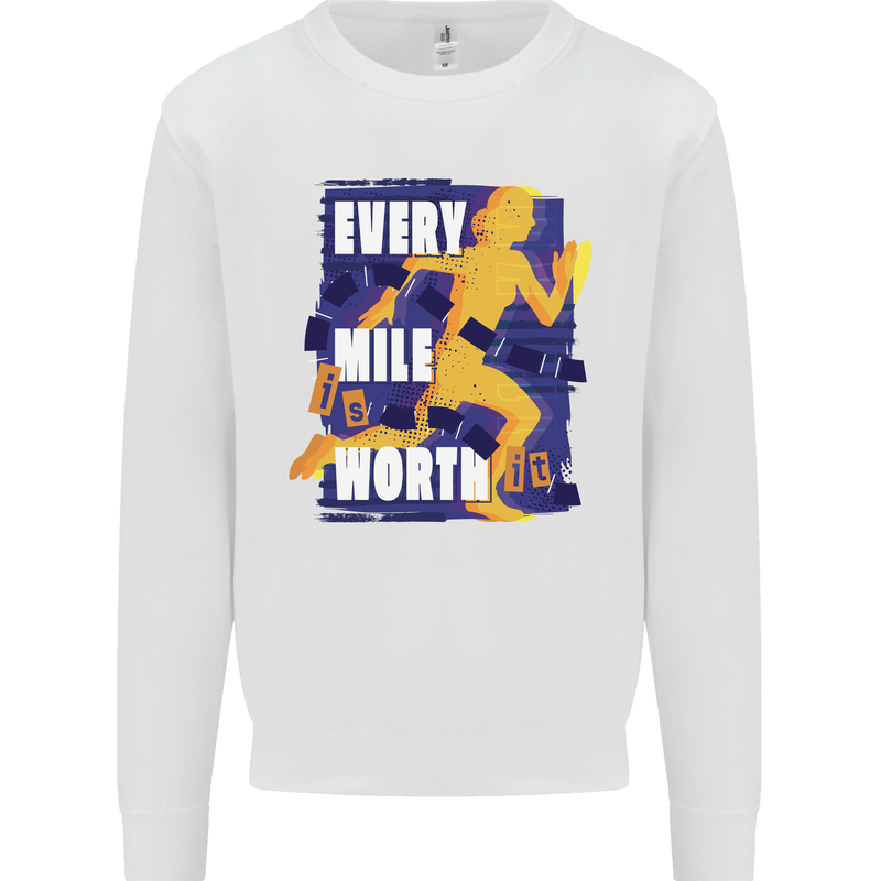 Running Every Mile Cross Country Marathon Runner Kids Sweatshirt Jumper White