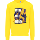 Running Every Mile Cross Country Marathon Runner Kids Sweatshirt Jumper Yellow