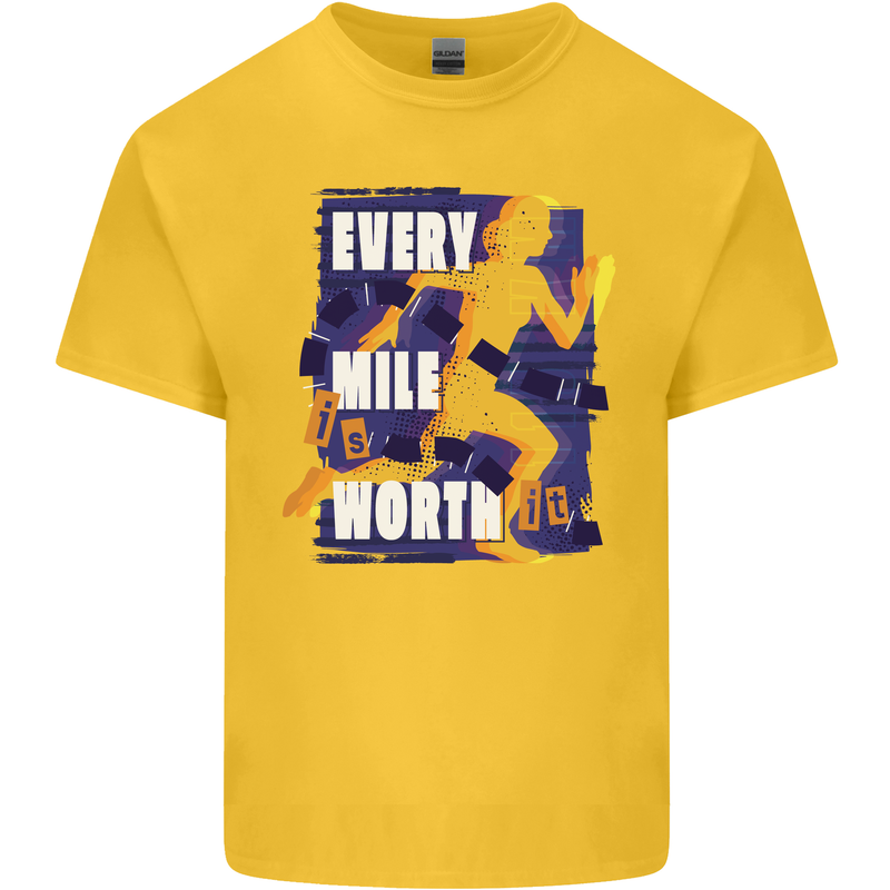 Running Every Mile Cross Country Marathon Runner Kids T-Shirt Childrens Yellow