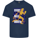 Running Every Mile Cross Country Marathon Runner Mens Cotton T-Shirt Tee Top Navy Blue