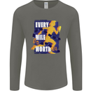 Running Every Mile Cross Country Marathon Runner Mens Long Sleeve T-Shirt Charcoal