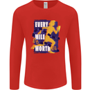 Running Every Mile Cross Country Marathon Runner Mens Long Sleeve T-Shirt Red