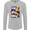 Running Every Mile Cross Country Marathon Runner Mens Long Sleeve T-Shirt Sports Grey