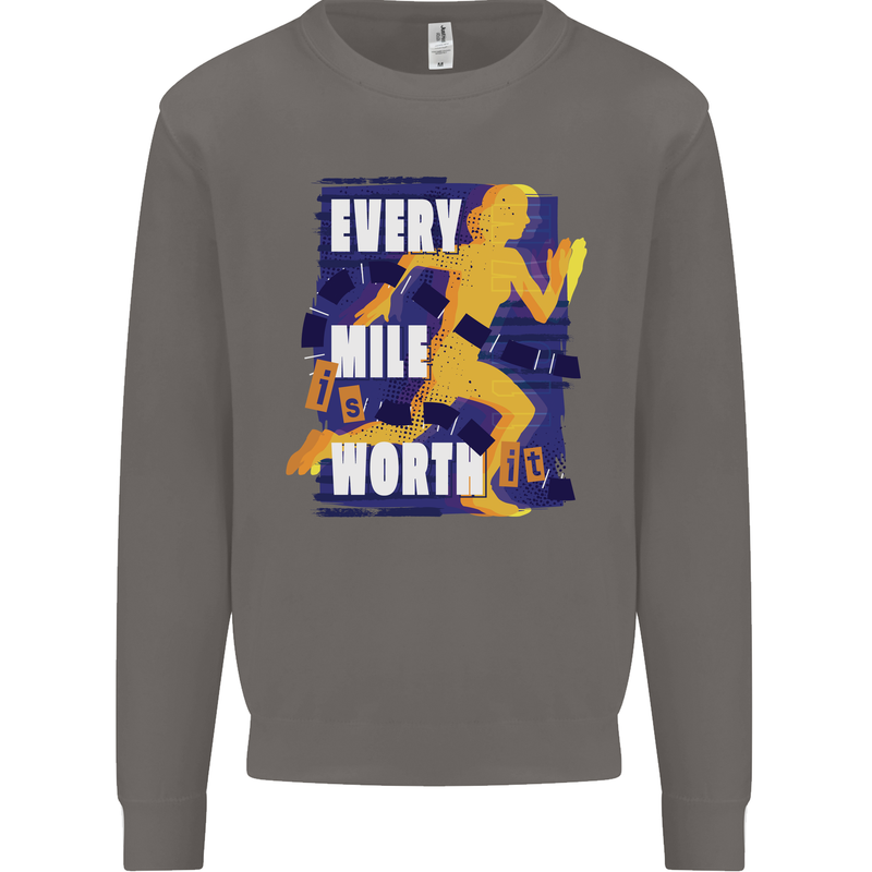 Running Every Mile Cross Country Marathon Runner Mens Sweatshirt Jumper Charcoal