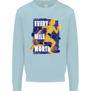 Running Every Mile Cross Country Marathon Runner Mens Sweatshirt Jumper Light Blue