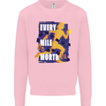 Running Every Mile Cross Country Marathon Runner Mens Sweatshirt Jumper Light Pink