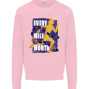 Running Every Mile Cross Country Marathon Runner Mens Sweatshirt Jumper Light Pink