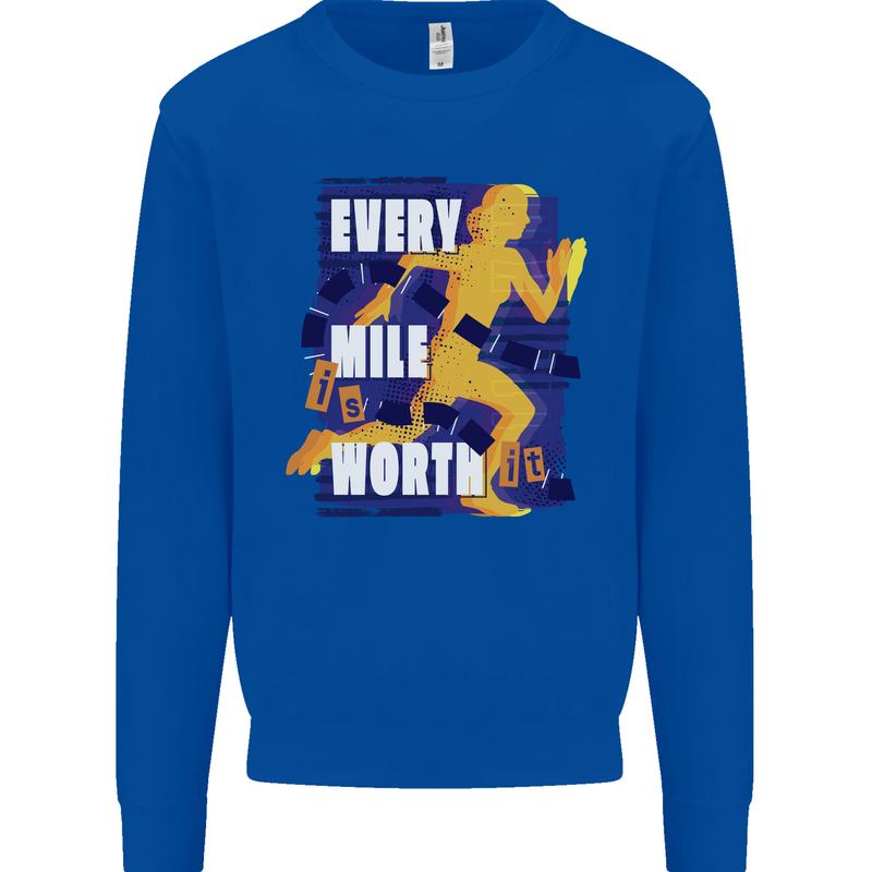 Running Every Mile Cross Country Marathon Runner Mens Sweatshirt Jumper Royal Blue