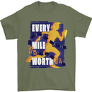 Running Every Mile Cross Country Marathon Runner Mens T-Shirt 100% Cotton Military Green