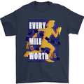 Running Every Mile Cross Country Marathon Runner Mens T-Shirt 100% Cotton Navy Blue